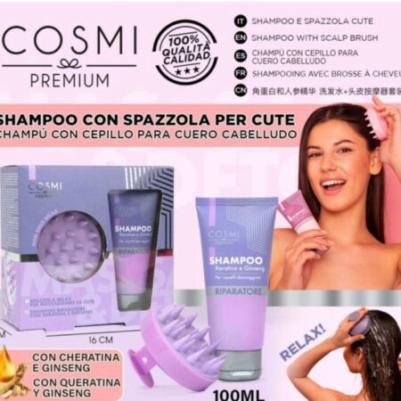 COSMI SET SHAMPOO E SPAZZOLA GINSENG E CHERATINA